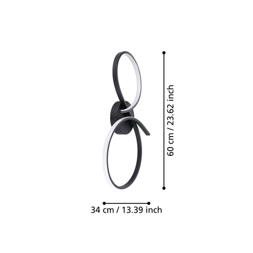 EGLO plafondlamp Serpins - led - 60 cm - zwart/wit