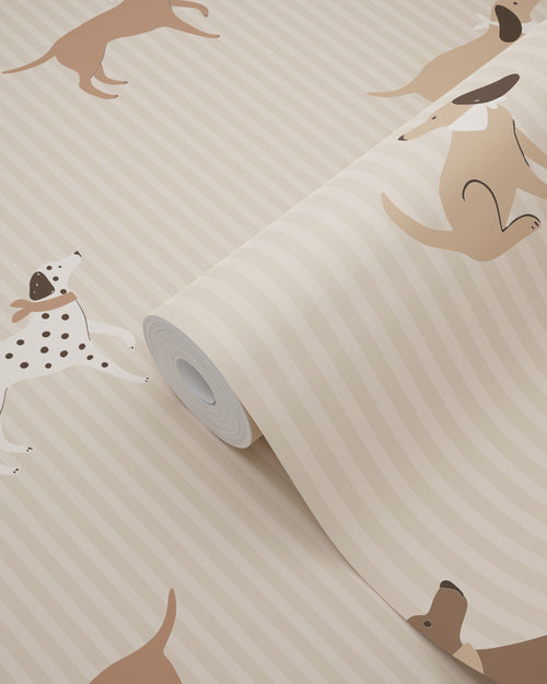 ESTAhome behang honden beige en bruin - 50 x 900 cm - 131901