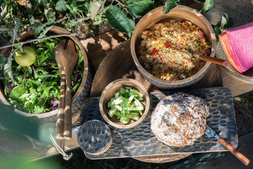 J-Line kom Mango - hout - bruin/zwart - extra large - vtwonen shop