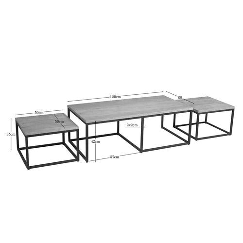 Starfurn Salontafel Dakota - Rechthoekig Naturel Hout - Set van 3