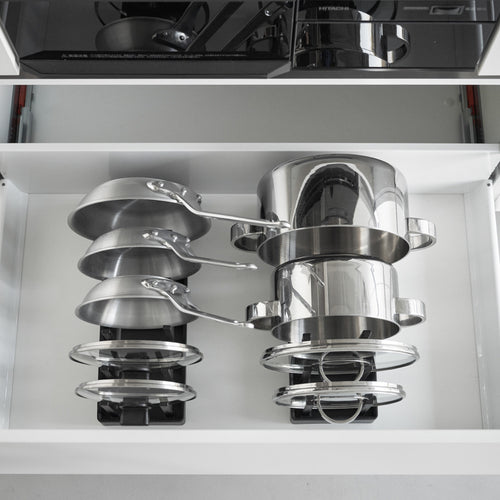 Yamazaki Tower Deksel & pannenhouder verstelbaar - Zwart - vtwonen shop