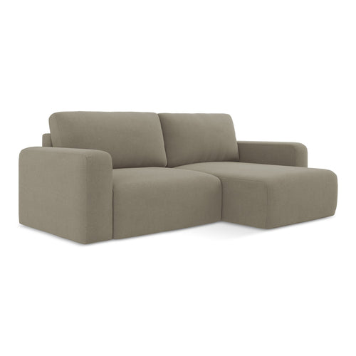 LaMiaSofa hoekbank rechts Ostia - textuurstof - donkerbeige - 244x149x79