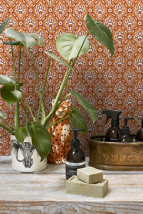 ESTAhome behang vintage bloemen oranje en roze - 50 x 900 cm - 131542 - vtwonen shop