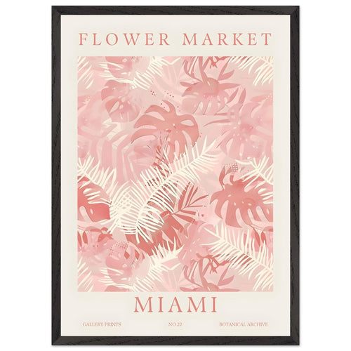 Artfulprints Poster met Lijst Flower market - Miami   - 50x70 cm - Roze