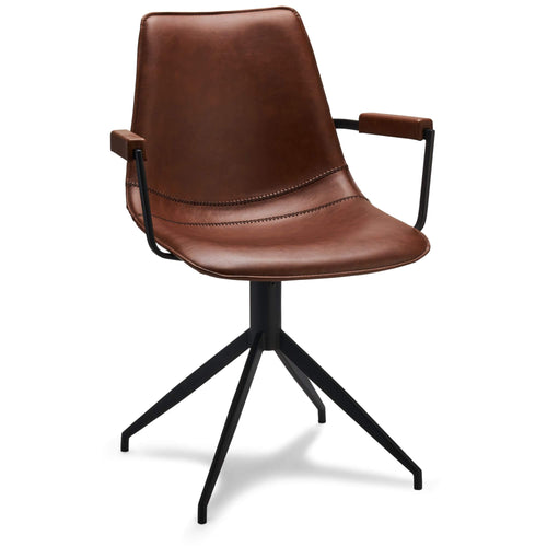 Furnhouse eetkamerstoelen armleuning Isabel - Cognacbruin - Kunstleer - Set van 4