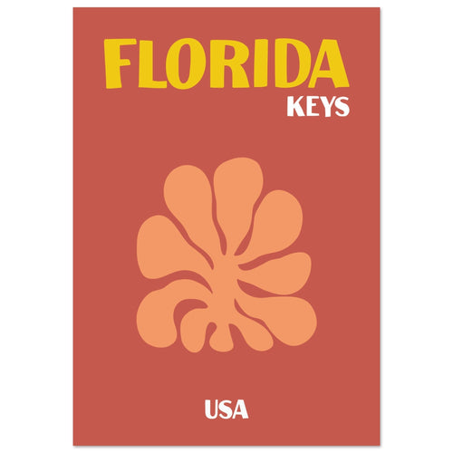 Artfulprints Poster met Lijst USA - Florida Keys   - 50x70 cm - Terracotta