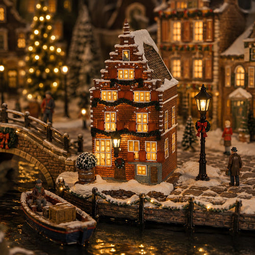 Luville Kerstdorp Miniatuur Grachtenpand - Kerstversiering en Guirlande Details voor een Sfeervolle Decoratie - Kerst Decoratie voor Binnen - L10,5 x