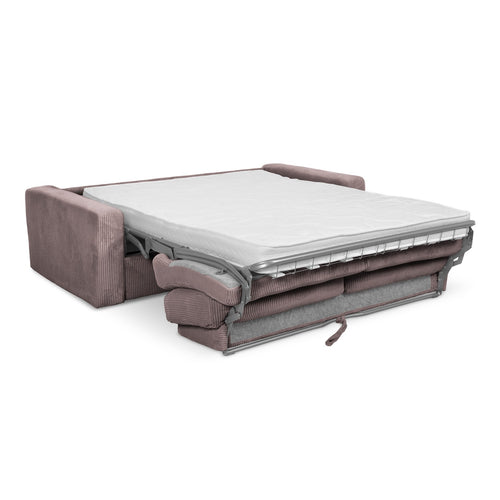 LaMiaSofa 3-zits slaapbank Como - ribfluweel - gedempt roze - 195x100x80