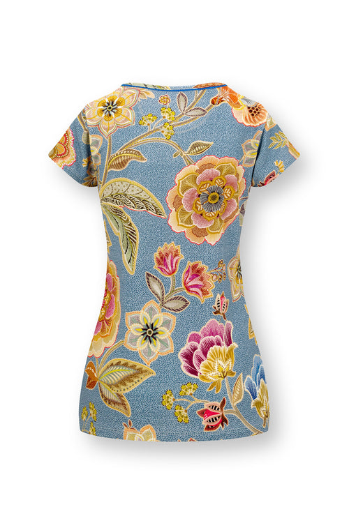 Pip Studio - Toy Pajama Shirt Short Sleeve Women - Matata - Blue - L - vtwonen shop