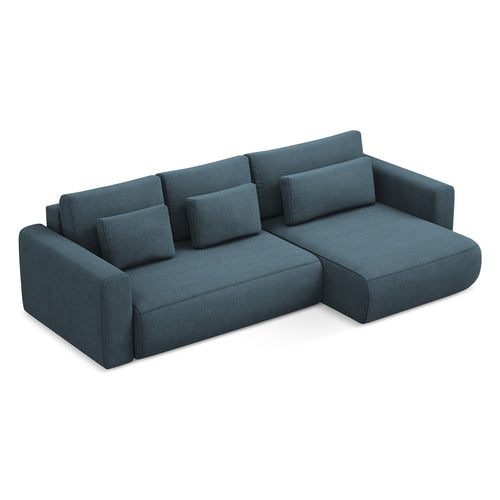 LaMiaSofa hoekbank rechts Perugia - textuurstof - jeans - 278x149x82