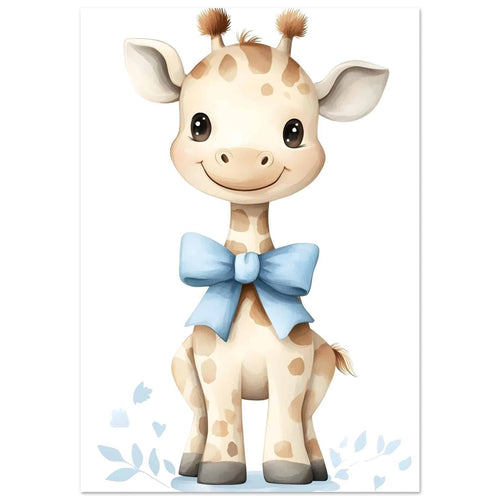 Artfulprints  Giraffe met blauwe strik   poster 70x100 cm - vtwonen shop