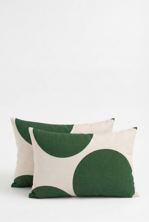vtwonen - Sierkussens - Stippen - Set van 2 - Donkergroen - 50x70cm