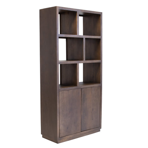 Giga Meubel Vakkenkast Luxurious - Donkerbruin Mangohout - 100x45x210cm - vtwonen shop