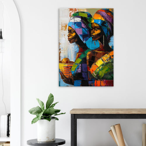 Artfulprints Canvas Colourful sisters canvas - 60x90 cm - Meerkleurig