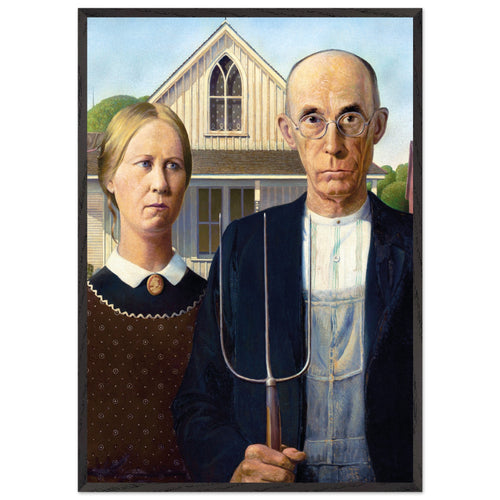 Artfulprints Poster met Lijst Grant Wood - American gothic   - 70x100 cm - Meerkleurig
