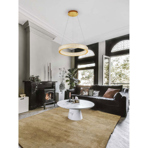 Nova Luce KINARA Geïntegreerde LED-hanglamp voor plafond, platina goud, Triac dimbaar, 70W, 5286lm, 3000K