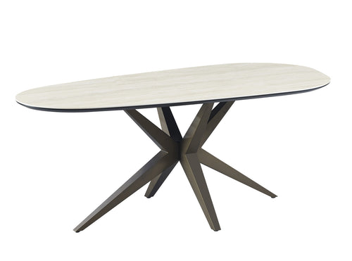 Giga Meubel Eettafel Gidana Travertinlook - Organisch - 160 cm - Sintered Stone