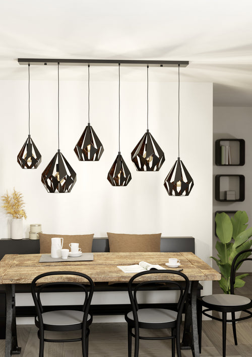 EGLO hanglamp Carlton 1 - e27 - 145,5 cm - zwart/koper