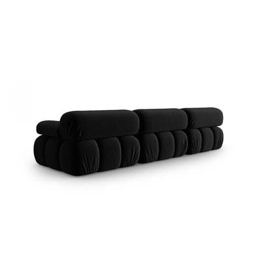Cosmopolitan Design - Modulaire bank Cortina 3-zits, flueel zwart - 94x282x70cm