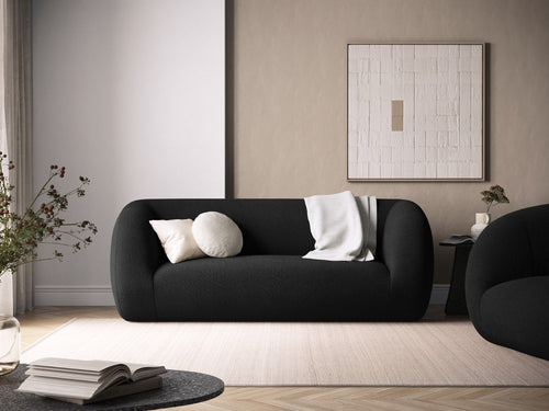 Cosmopolitan Design Bank Essen 2-zits, boucle, zwart - 95x210x86cm