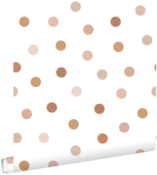 ESTAhome behang stippen terracotta en wit - 53 cm x 10.05 m - 139349 - vtwonen shop
