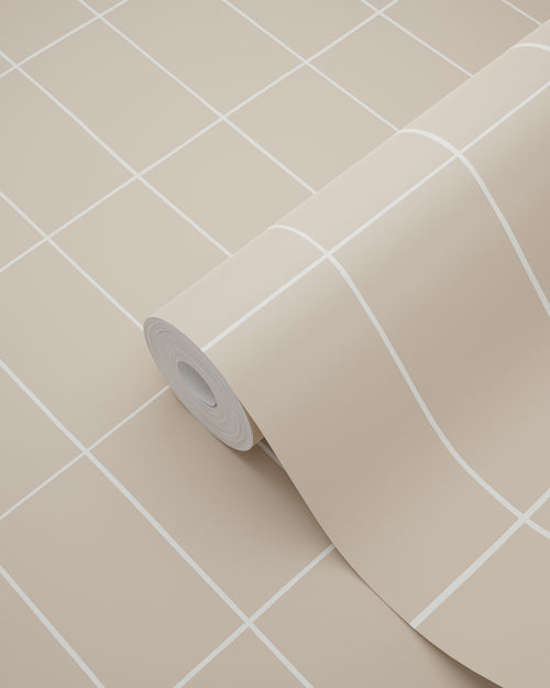 ESTAhome behang kleine tegeltjes donker beige - 50 x 900 cm - 131792