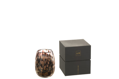 J-Line geurkaars Mia - Leather & Leaves - glas - zwart/mix - small - 90U