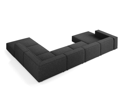 Cosmopolitan Design Panoramische hoekbank rechts Arendal 7-zits, chenille, zwart - 262x364x70cm