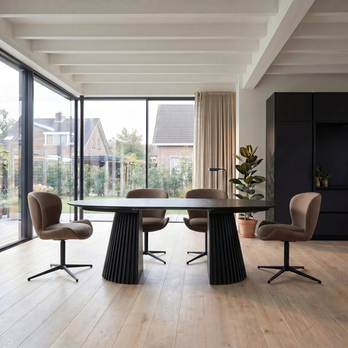 Furnhouse eetkamerstoel Nicklas - Taupe - Leer - Set van 4
