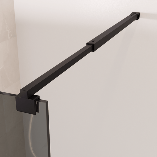 LOMAZOO douchewand Lima - inloopdouche - anti kalk nano coating - rookglas - 8 mm - zwart - 100 x 200 cm