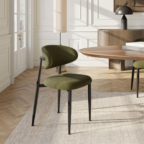 Premium Interiors - Set van 2 stoelen LINA - zacht aanvoelende geweven stof vintage groen 52cm