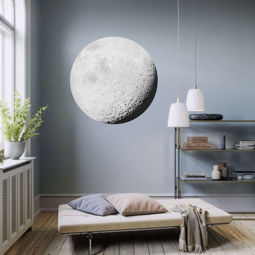 Sanders & Sanders zelfklevende behangcirkel maan planeet grijs - Ø 125 cm - 611763
