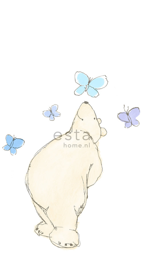 ESTAhome fotobehang een grote beer beige, blauw en paars - 139.5 x 270 cm - 157321 - vtwonen shop