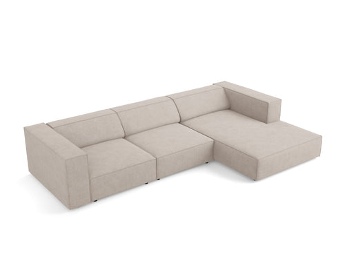 Cosmopolitan Design rechter hoekbank Arendal 4-zits, chenille met ribbeleffect, donkerbeige - 166x284x70cm