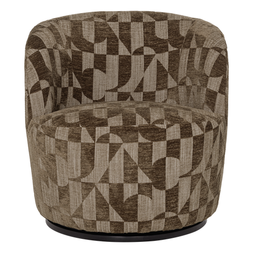 WOOOD draaifauteuil Serra - Grafisch Patroon - Olijfgroen - 68x70x77