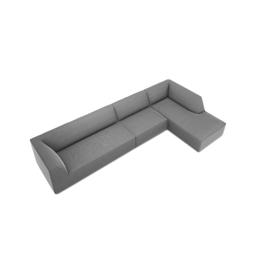 Cosmopolitan Design - Modulaire hoekbank rechts Siena 5-zits, flueel grijs - 180x366x69cm