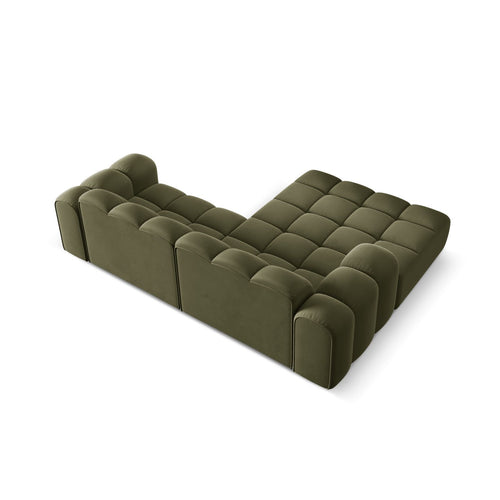 Cosmopolitan Design - Linker hoekbank Treno 3-zits, flueel groente - 184x240x70cm
