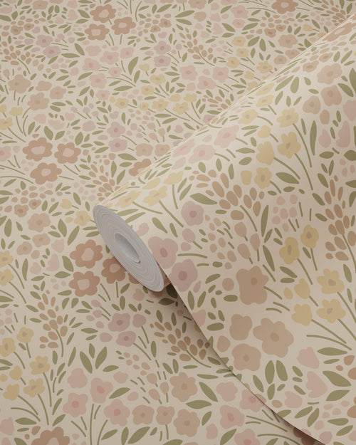 ESTAhome behang bloemetjes licht oudroze en paars - 50 x 900 cm - 131456 - vtwonen shop