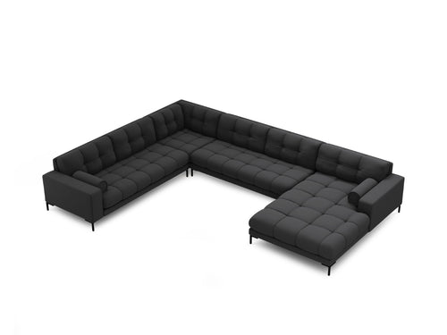 Cosmopolitan Design Panoramische hoekbank links Bali 7-zits, structurele stof, donkergrijs - 256x327x75cm