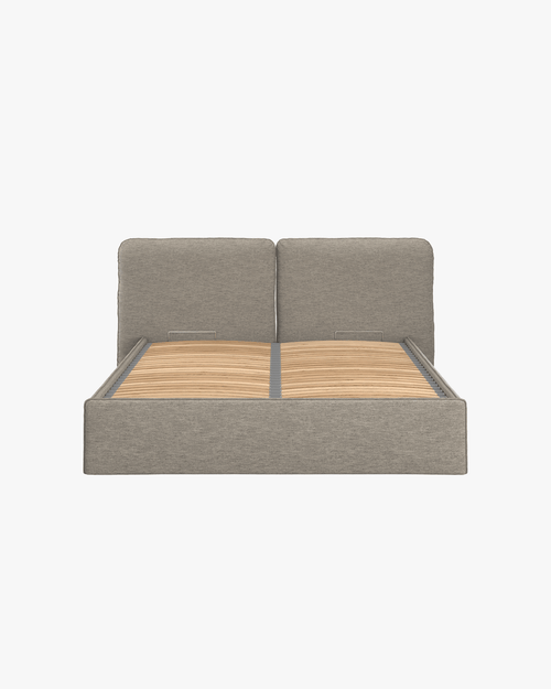 noo.ma gestoffeerd bed met opbergruimte - bright brown, 95 cm hoog