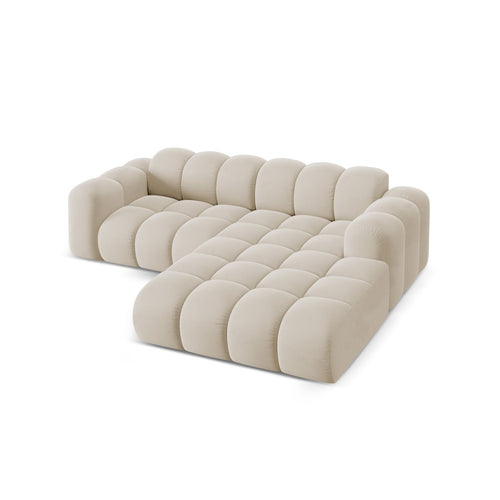 Cosmopolitan Design - Rechter hoekbank Treno 3-zits, flueel donkerbeige - 184x240x70cm