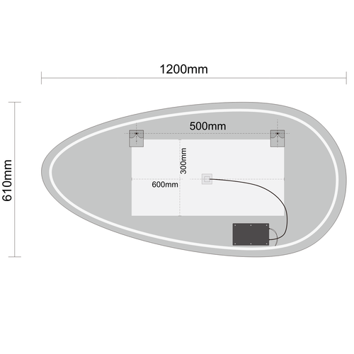 LOMAZOO badkamerspiegel Adana - organisch - met LED verlichting & spiegelverwarming - asymmetrisch - 120 x 61 cm