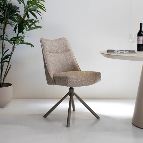 DÉJA Living Eetkamerstoel Meau - Taupe/Taupe - Draaibaar - Set van 2 - vtwonen shop