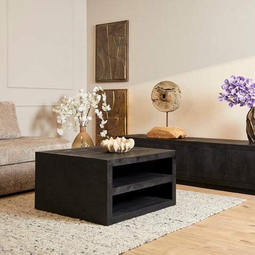 StarFurn Salontafel Brussel - Zwart Hout - 80x80x40cm - vtwonen shop