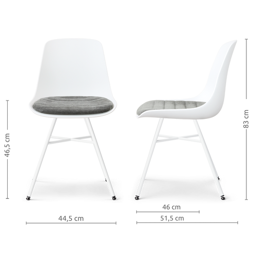 Nolon Noa-Liv eetkamerstoel wit met zeegrijs zitkussen - wit onderstel