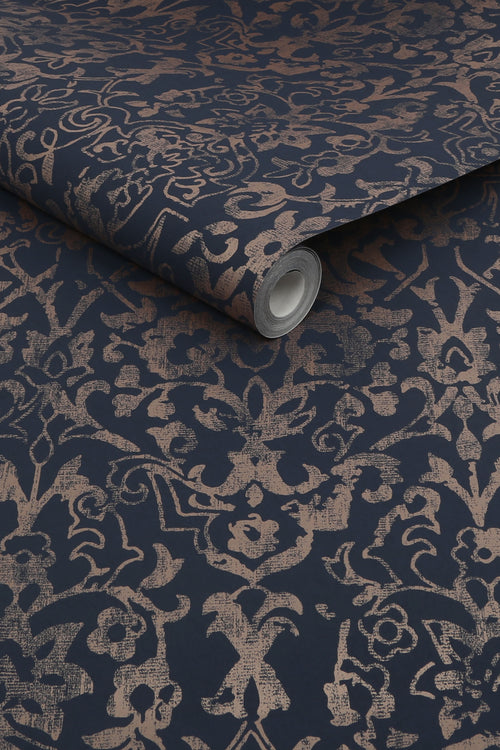 Next vliesbehang Majestic Damask blauw 10mx52cm