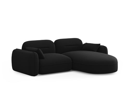 Cosmopolitan Design Modulaire hoekbank rechts Sydney 3-zits, flueel, zwart - 165x230x70cm