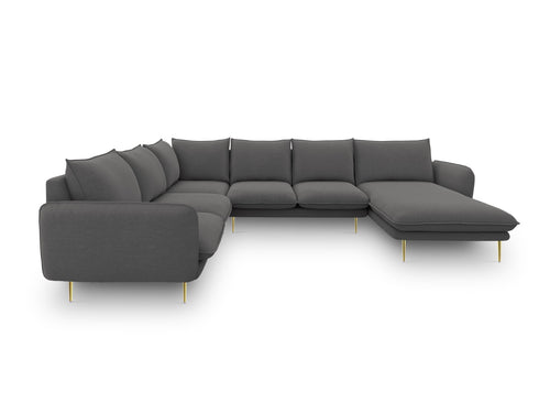 Cosmopolitan Design Panoramische hoekbank links Vienna 7-zits, structurele stof, donkergrijs - 235x330x95cm