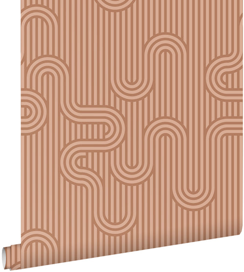 ESTAhome behang grafische lijnen terracotta - 50 x 900 cm - 131024 - vtwonen shop