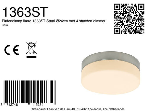 Steinhauer plafondlamp ceiling - 1 lichts - 24x 7 cm - mat chroom